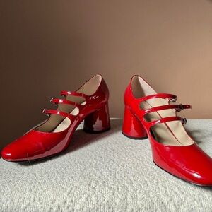 Red Patent Leather Mary Jane Heels